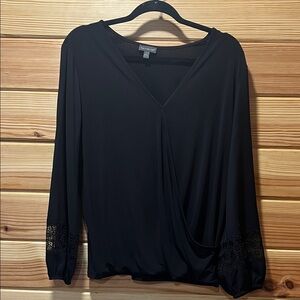 The Limited Black Blouse with Lace Cuffs
